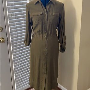 Anthropologie ‘olive button-down’ shirtdress.